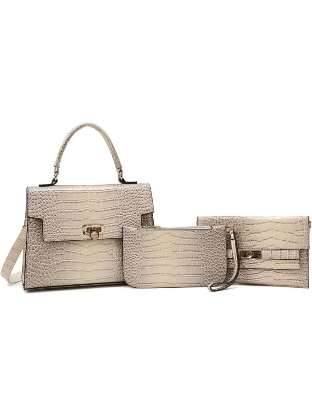 Stylish 3-Piece Top Handle Purse Set for Women - PU Leather Satchel & Crossbody